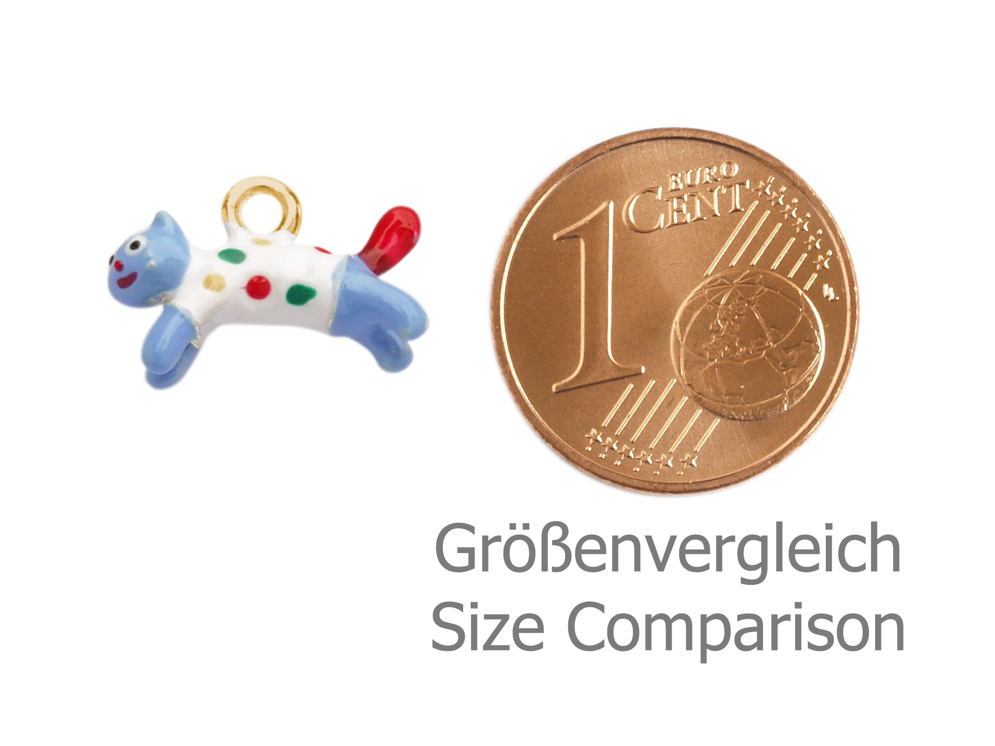 kleiner bunter Katzenanhänger, Schmuckanhänger Katze - Größe