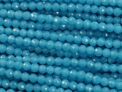türkisblaue facettierte Steinperlen 2mm - Nahaufnahme