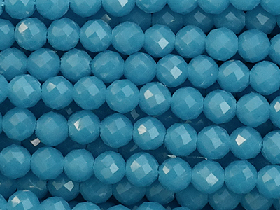 türkisblaue facettierte Steinperlen 3mm - Nahaufnahme